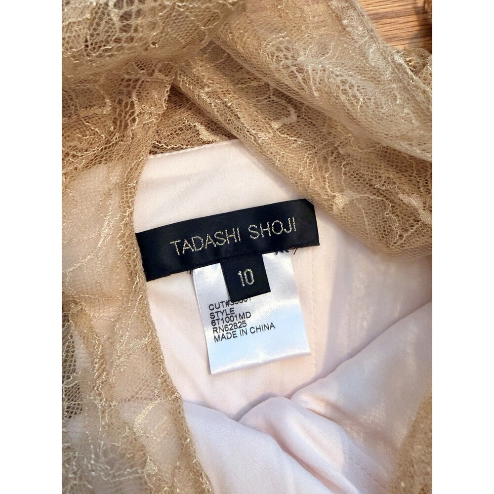 NWT Tadashi Shoji Size 10 Ginseng Champagne Lace Midi Dress Wedding Cocktail - Picture 5 of 5